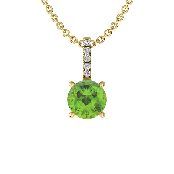 Peridot and White Topaz Fashion Pendant 10K Yellow Gold