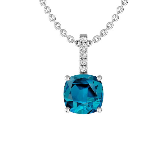 London Blue Topaz and White Topaz Fashion Pendant Sterling Silver