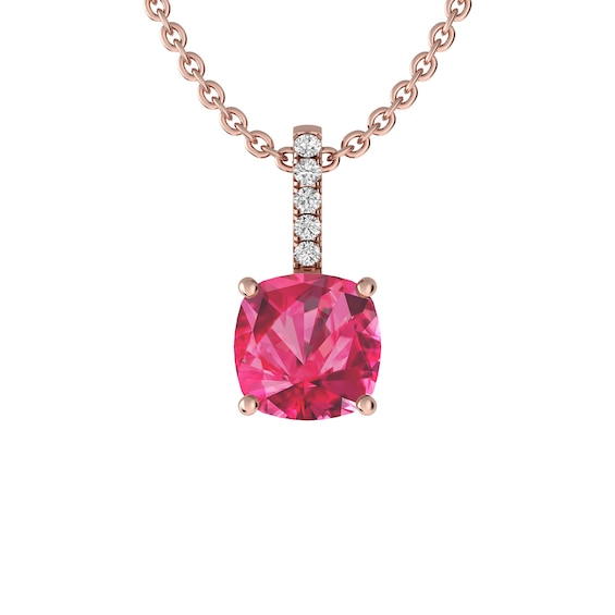 Pink Tourmaline and White Topaz Fashion Pendant 10K Rose Gold