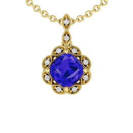 Tanzanite and White Topaz Fashion Pendant 10K Yellow Gold