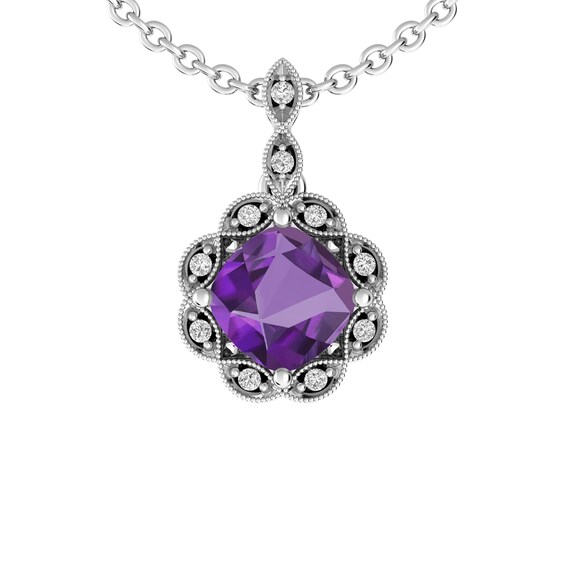 Amethyst and White Topaz Fashion Pendant Sterling Silver