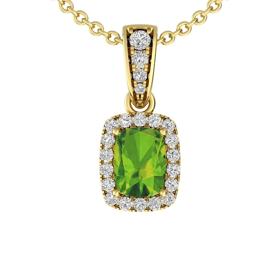 Peridot and White Topaz Fashion Pendant 10K Yellow Gold