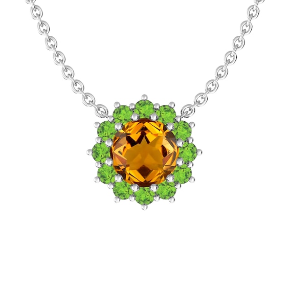 Citrine and Peridot Fashion Pendant Sterling Silver