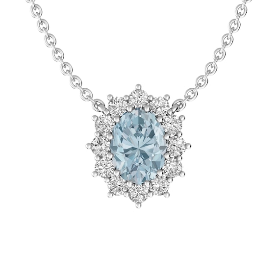 Aquamarine and White Topaz Fashion Pendant Sterling Silver