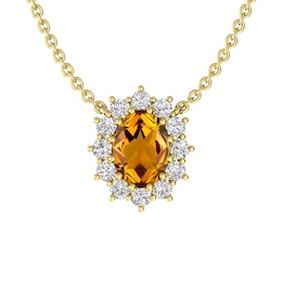 Citrine and White Topaz Fashion Pendant 10K Yellow Gold