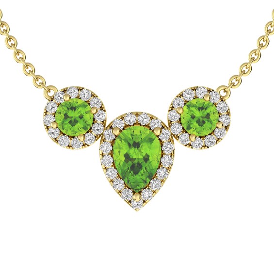 Peridot and White Topaz Fashion Pendant 10K Yellow Gold