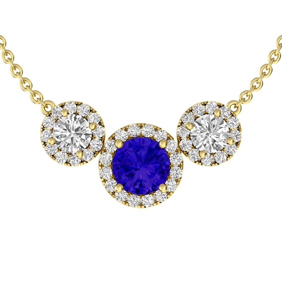 Tanzanite and White Topaz Fashion Pendant 10K Yellow Gold