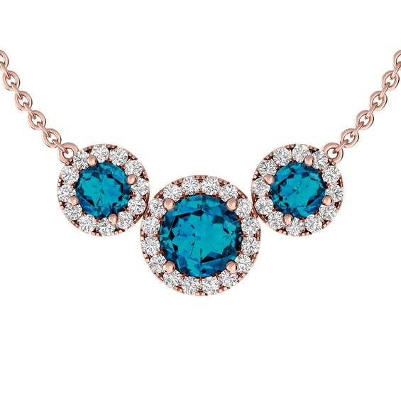 London Blue Topaz and White Topaz Fashion Pendant 10K Rose Gold