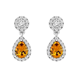 Citrine and White Topaz Fashion Earrings Sterling Silver