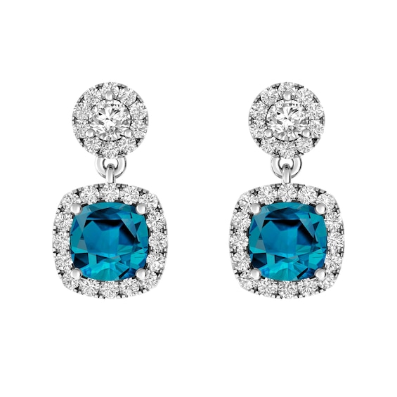 London Blue Topaz and White Topaz Fashion Earrings Sterling Silver