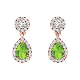 Peridot and White Topaz Fashion Earrings 10K Rose Gold