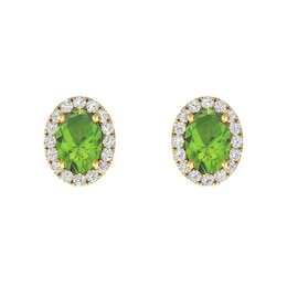 Peridot and White Topaz Fashion Earrings 10K Yellow Gold