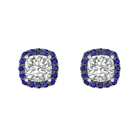White Topaz and Sapphire Fashion Earrings Sterling Silver