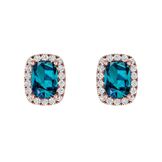 London Blue Topaz and White Topaz Fashion Earrings 10K Rose Gold