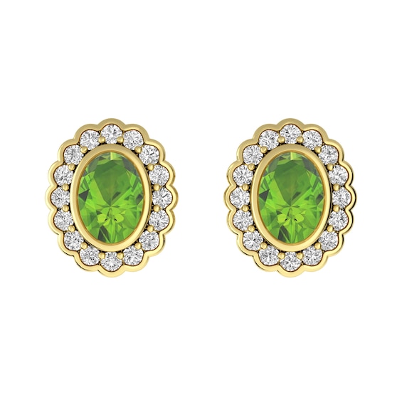 Peridot and White Topaz Fashion Earrings 10K Yellow Gold