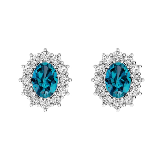 London Blue Topaz and White Topaz Fashion Earrings Sterling Silver