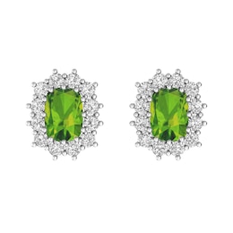 Peridot and White Topaz Fashion Earrings Sterling Silver