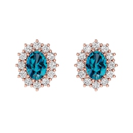 London Blue Topaz and White Topaz Fashion Earrings 10K Rose Gold