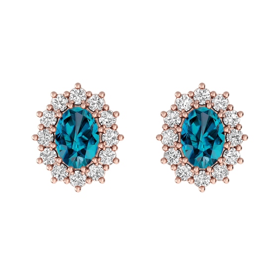 London Blue Topaz and White Topaz Fashion Earrings 10K Rose Gold