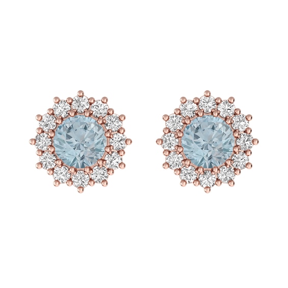 Aquamarine and White Topaz Fashion Earrings 10K Rose Gold