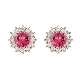 Pink Tourmaline and White Topaz Fashion Earrings 10K Rose Gold