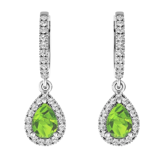 Peridot and White Topaz Fashion Earrings Sterling Silver