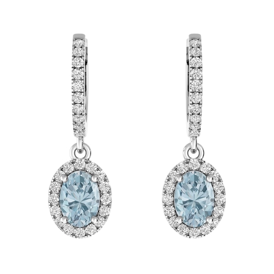Aquamarine and White Topaz Fashion Earrings Sterling Silver