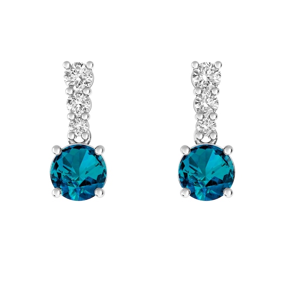 London Blue Topaz and White Topaz Fashion Earrings Sterling Silver