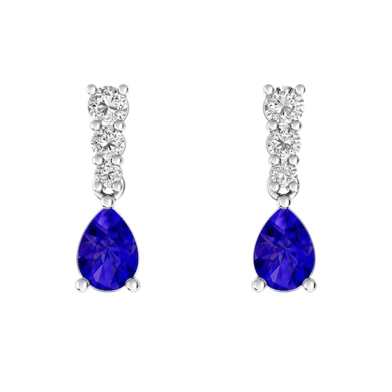 Tanzanite and White Topaz Fashion Earrings Sterling Silver