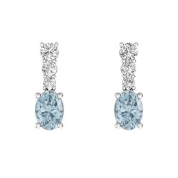 Aquamarine and White Topaz Fashion Earrings Sterling Silver