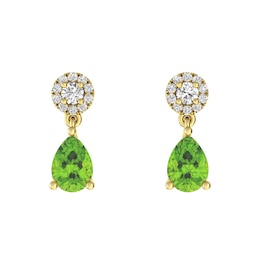 Peridot and White Topaz Fashion Earrings 10K Yellow Gold