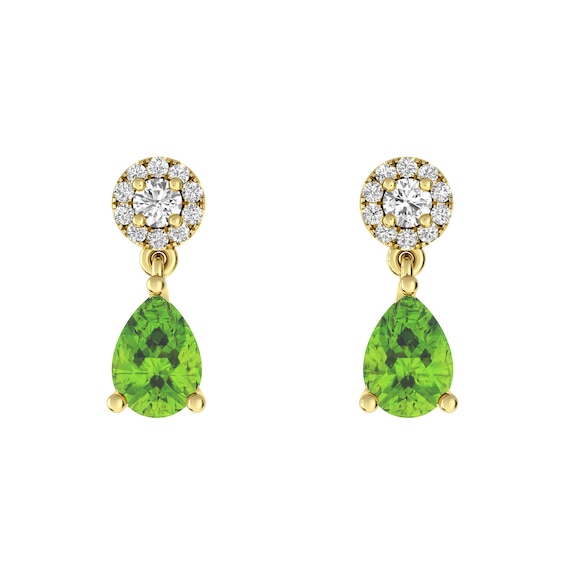 Peridot and White Topaz Fashion Earrings 10K Yellow Gold