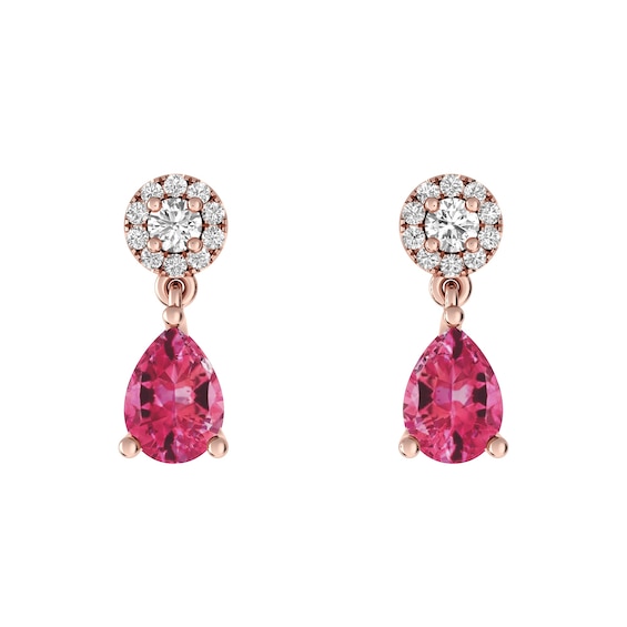 Pink Tourmaline and White Topaz Fashion Earrings 10K Rose Gold
