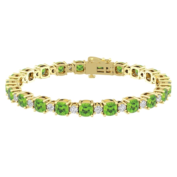 Peridot and White Topaz Fashion Bracelet 10K Yellow Gold