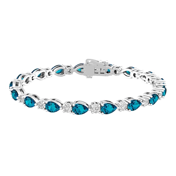 London Blue Topaz and White Topaz Fashion Bracelet Sterling Silver