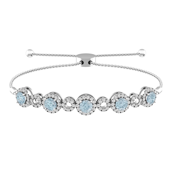 Aquamarine and White Topaz Fashion Bracelet Sterling Silver