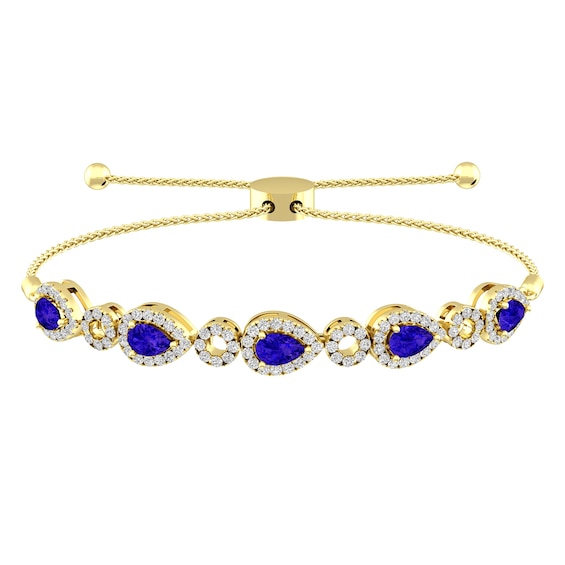 Tanzanite and White Topaz Fashion Bracelet 10K Yellow Gold
