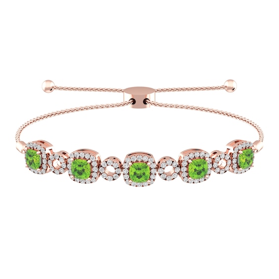 Peridot and White Topaz Fashion Bracelet 10K Rose Gold