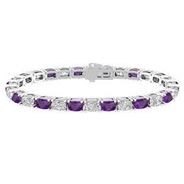 Amethyst and White Topaz Fashion Bracelet Sterling Silver