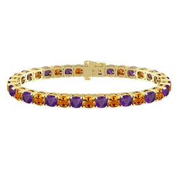Citrine and Amethyst Fashion Bracelet 10K Yellow Gold