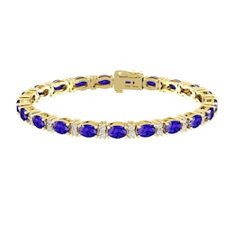 Tanzanite and White Topaz Fashion Bracelet 10K Yellow Gold