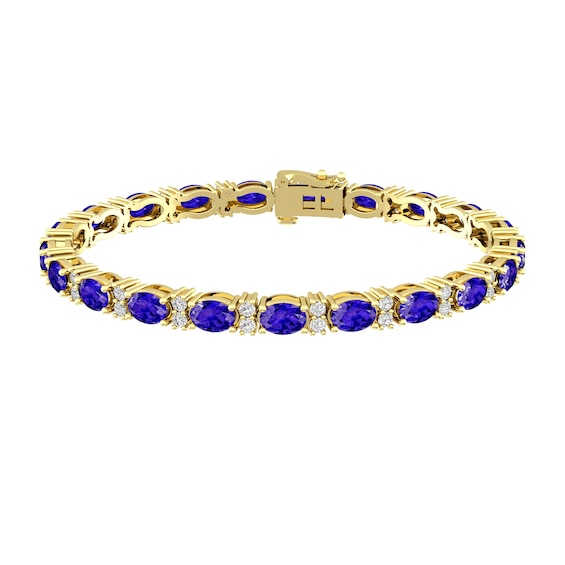 Tanzanite and White Topaz Fashion Bracelet 10K Yellow Gold