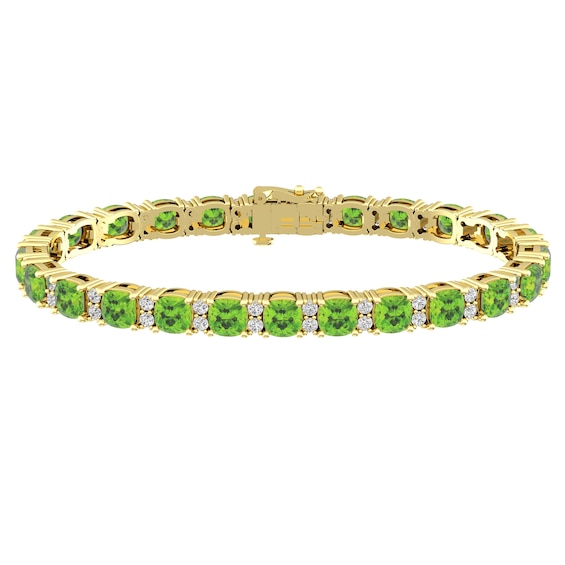 Peridot and White Topaz Fashion Bracelet 10K Yellow Gold