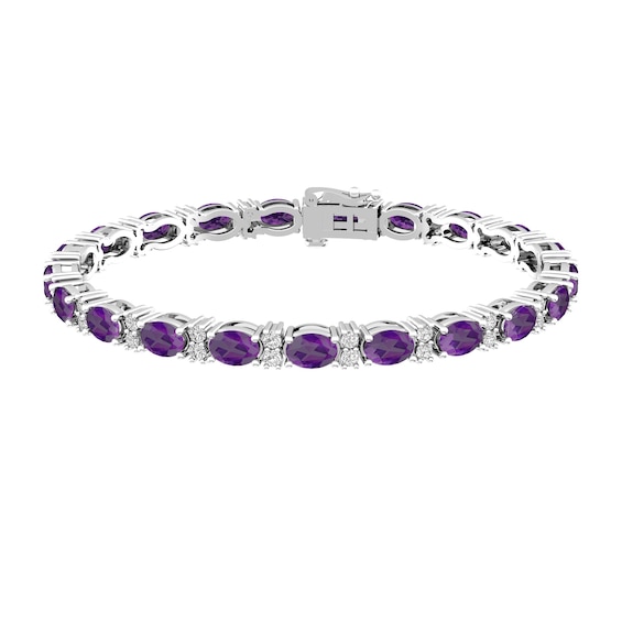 Amethyst and White Topaz Fashion Bracelet Sterling Silver