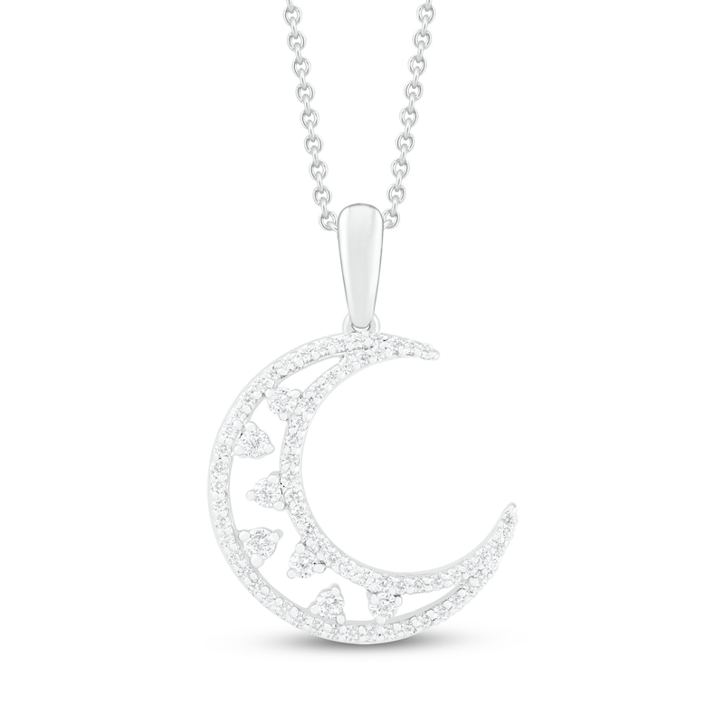 Diamond Moon Necklace 1/4 ct tw Round-cut Sterling Silver 18"