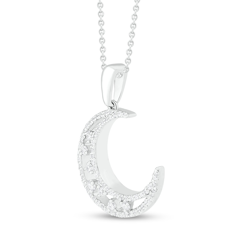 Main Image 2 of Diamond Moon Necklace 1/4 ct tw Round-cut Sterling Silver 18&quot;