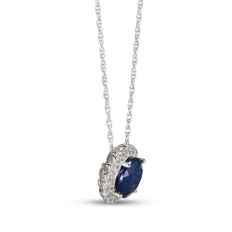 Main Image 2 of Blue/White Lab-Created Sapphire Necklace Round-Cut Sterling Silver 18&quot;