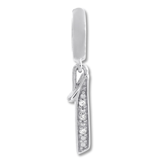 True Definition Number Charm with Diamonds Sterling Silver