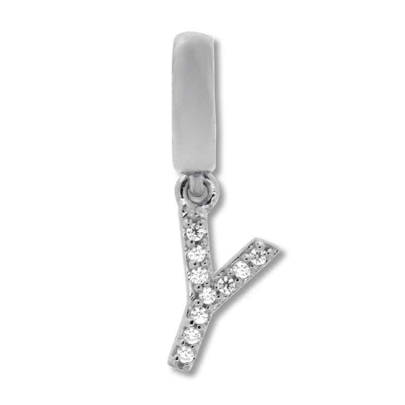 True Definition Letter Y Initial Charm with Diamonds Sterling Silver