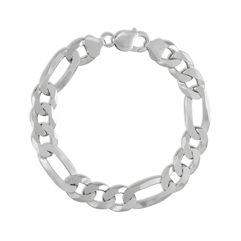 Main Image 1 of Figaro Bracelet Solid Sterling Silver 9"